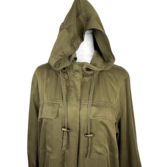 Eileen Fisher Polished Anorak Jacket Hooded Full Zip Olive Womens XL Sustainable - Picture 4 of 14
